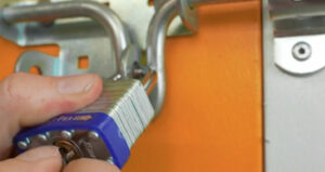 Pad lock on a file storage unit in ireland