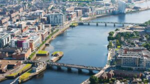 Beautiful overhead view of Limerick in Ireland