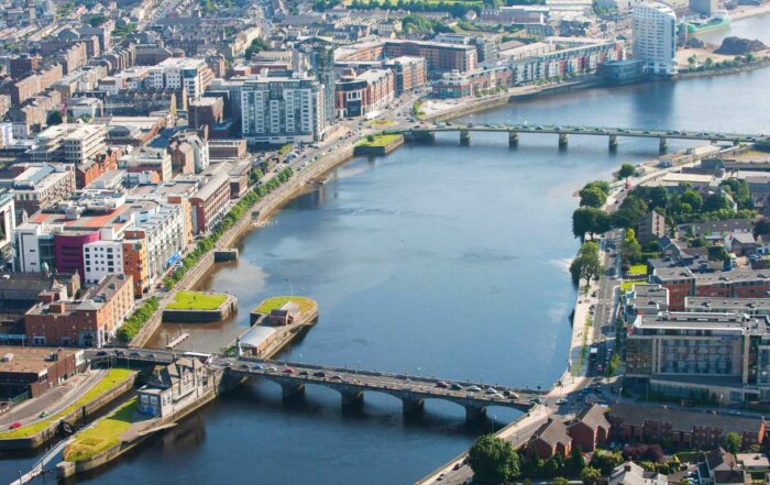 Beautiful overhead view of Limerick in Ireland